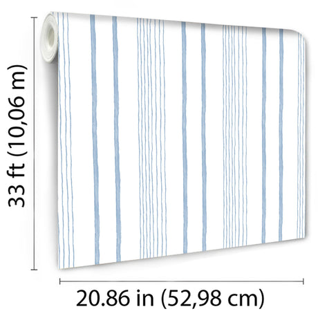 DecoratorsBest Hand Drawn Stripe Blue Wallpaper