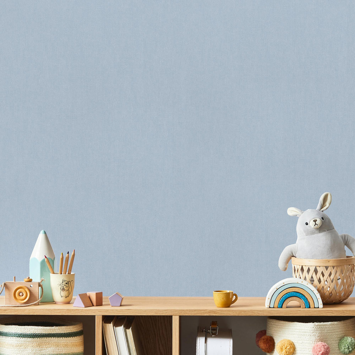DecoratorsBest Fine Linen Blue Wallpaper