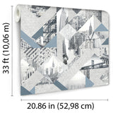 DecoratorsBest NYC Geo Collage Blue Grey Wallpaper