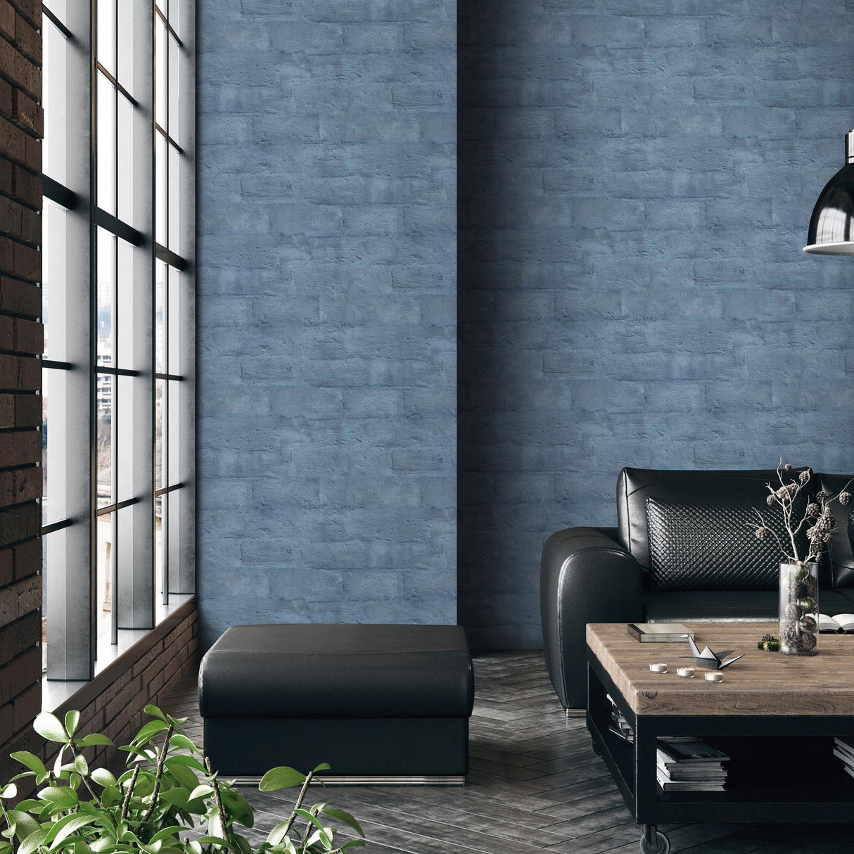 DecoratorsBest Painted Loft Bricks Blue Wallpaper