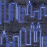 DecoratorsBest Neon City Skyline Blue Wallpaper