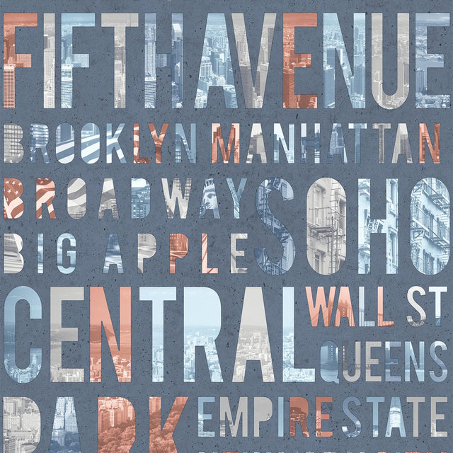 DecoratorsBest New York Typo Blue Wallpaper