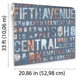 DecoratorsBest New York Typo Blue Wallpaper