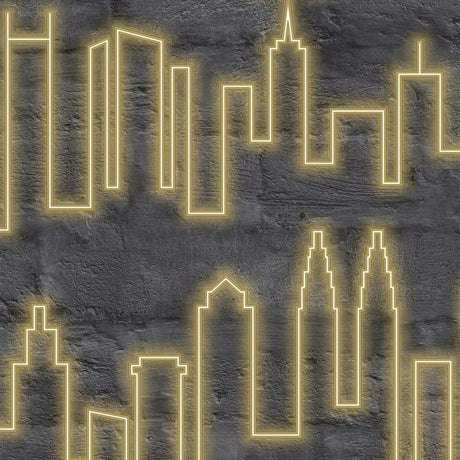 DecoratorsBest Neon City Skyline Yellow Wallpaper