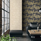 DecoratorsBest Neon City Skyline Yellow Wallpaper