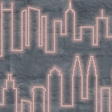 DecoratorsBest Neon City Skyline Pink Wallpaper