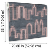DecoratorsBest Neon City Skyline Pink Wallpaper