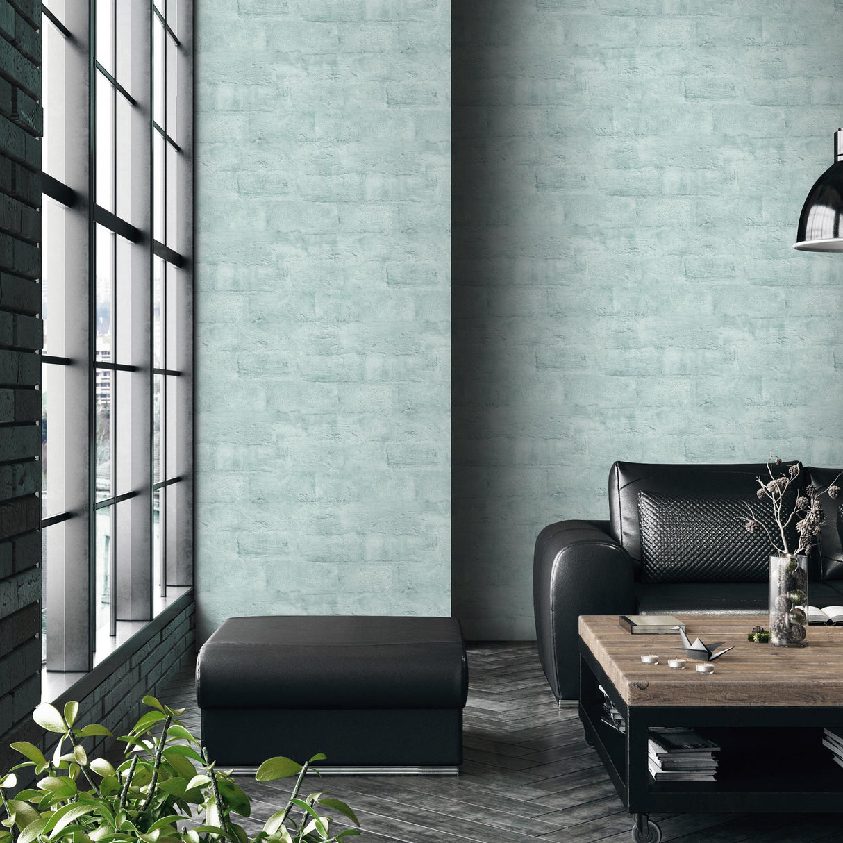 DecoratorsBest Painted Loft Bricks Aqua Wallpaper