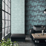 DecoratorsBest Neon City Skyline Aqua Wallpaper