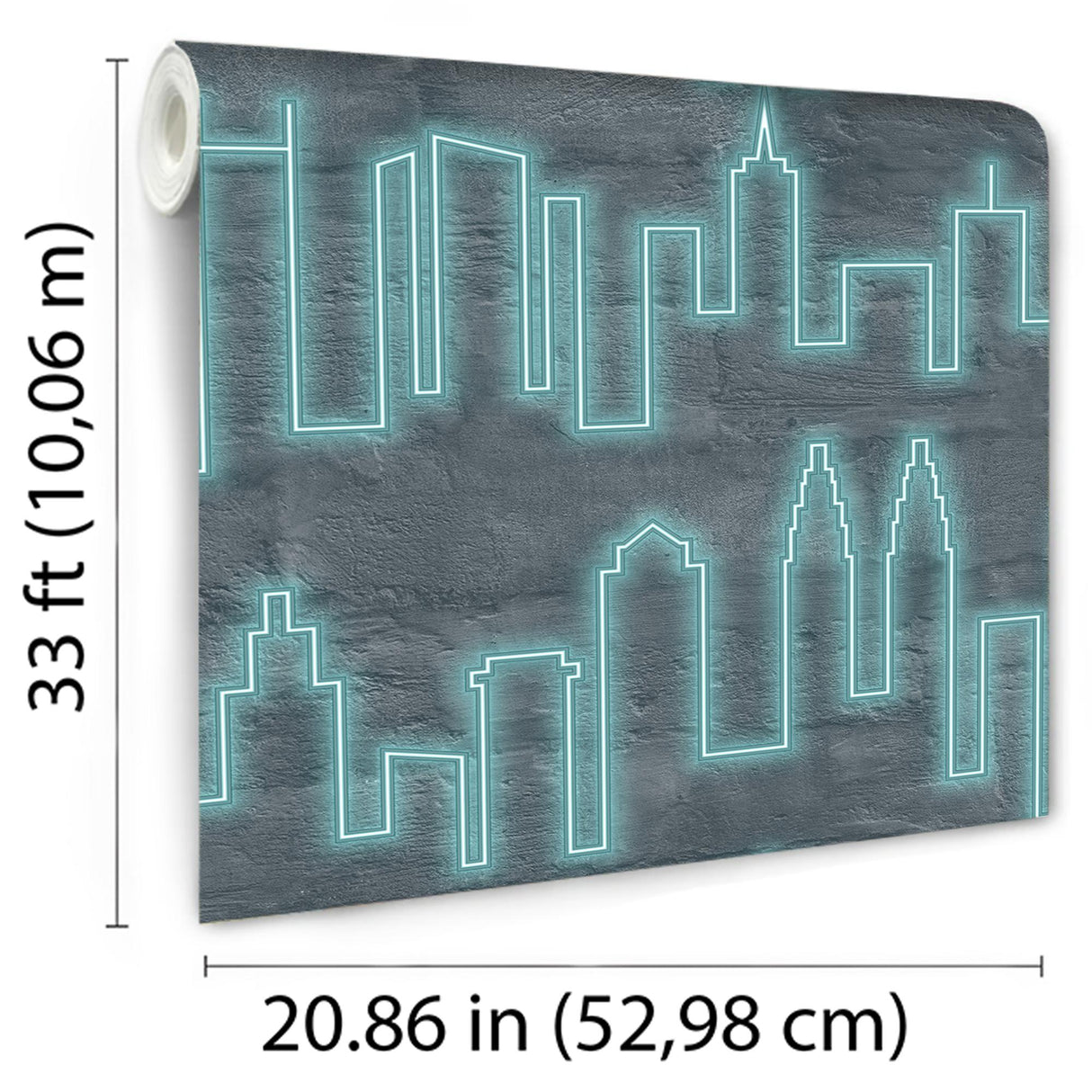 DecoratorsBest Neon City Skyline Aqua Wallpaper