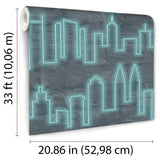 DecoratorsBest Neon City Skyline Aqua Wallpaper