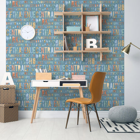 DecoratorsBest New York Typo Green Wallpaper