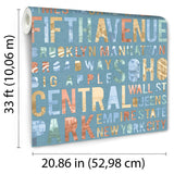 DecoratorsBest New York Typo Green Wallpaper