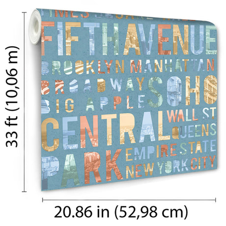 DecoratorsBest New York Typo Green Wallpaper