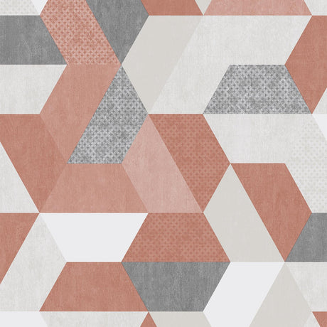 DecoratorsBest Loft Geometric Terracotta & Greys Wallpaper