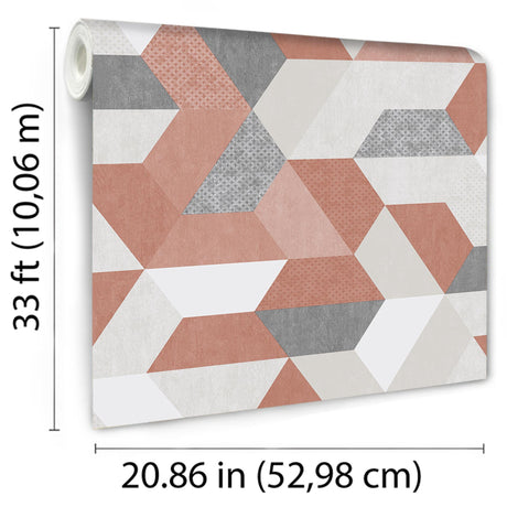 DecoratorsBest Loft Geometric Terracotta & Greys Wallpaper