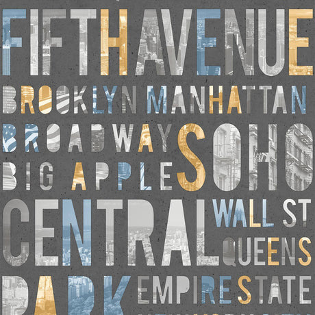 DecoratorsBest New York Typo Grey Wallpaper