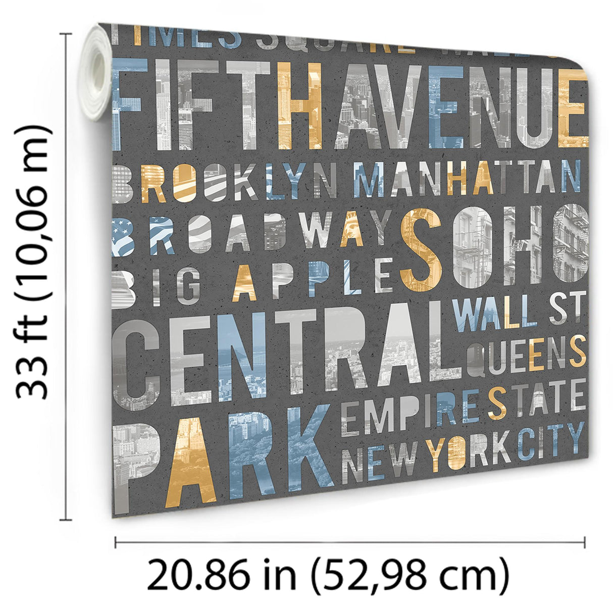 DecoratorsBest New York Typo Grey Wallpaper