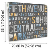 DecoratorsBest New York Typo Grey Wallpaper