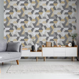 DecoratorsBest Loft Geometric Yellow & Greys Wallpaper