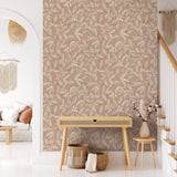 DecoratorsBest Tranquil Leafy Vine Orange Wallpaper