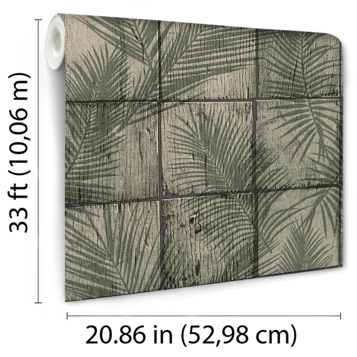 DecoratorsBest Rustic Palm Shadow Tile Green Wallpaper