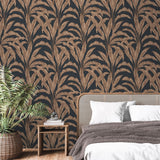 DecoratorsBest Luxe Tropical Palm Orange on Black Ground Wallpaper