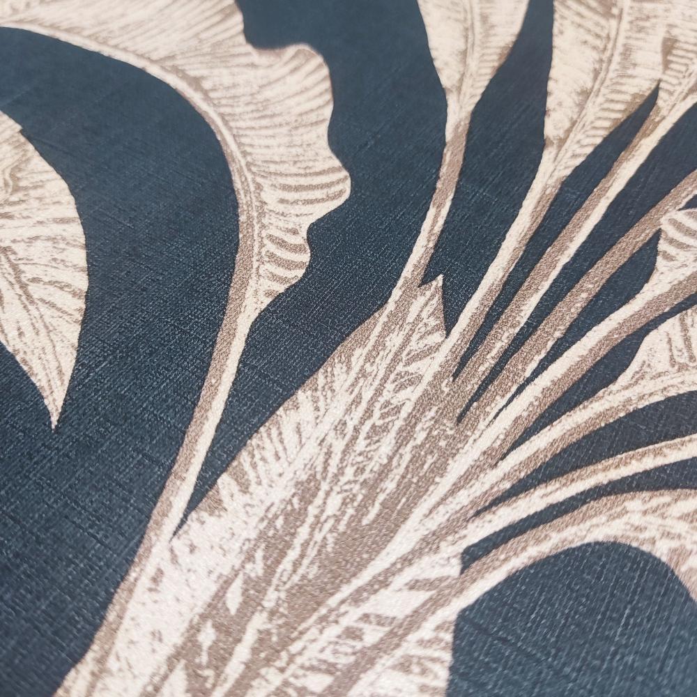 DecoratorsBest Luxe Tropical Palm Orange on Black Ground Wallpaper