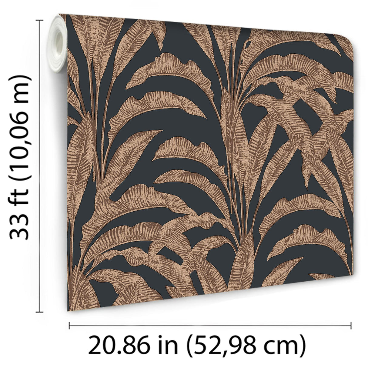 DecoratorsBest Luxe Tropical Palm Orange on Black Ground Wallpaper