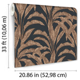 DecoratorsBest Luxe Tropical Palm Orange on Black Ground Wallpaper