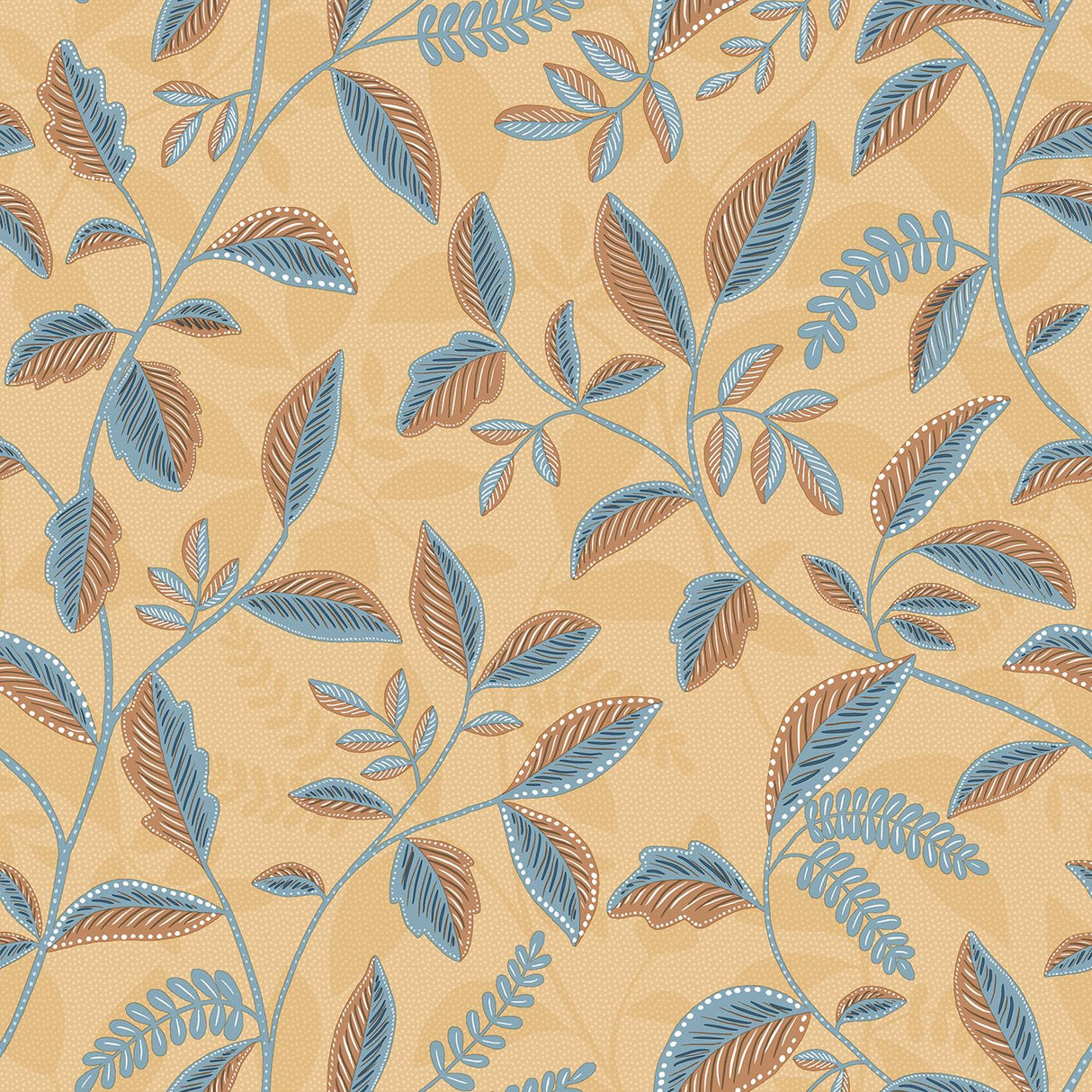 DecoratorsBest Tranquil Leafy Vine Ocher Wallpaper