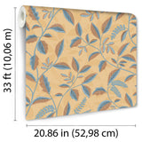 DecoratorsBest Tranquil Leafy Vine Ocher Wallpaper