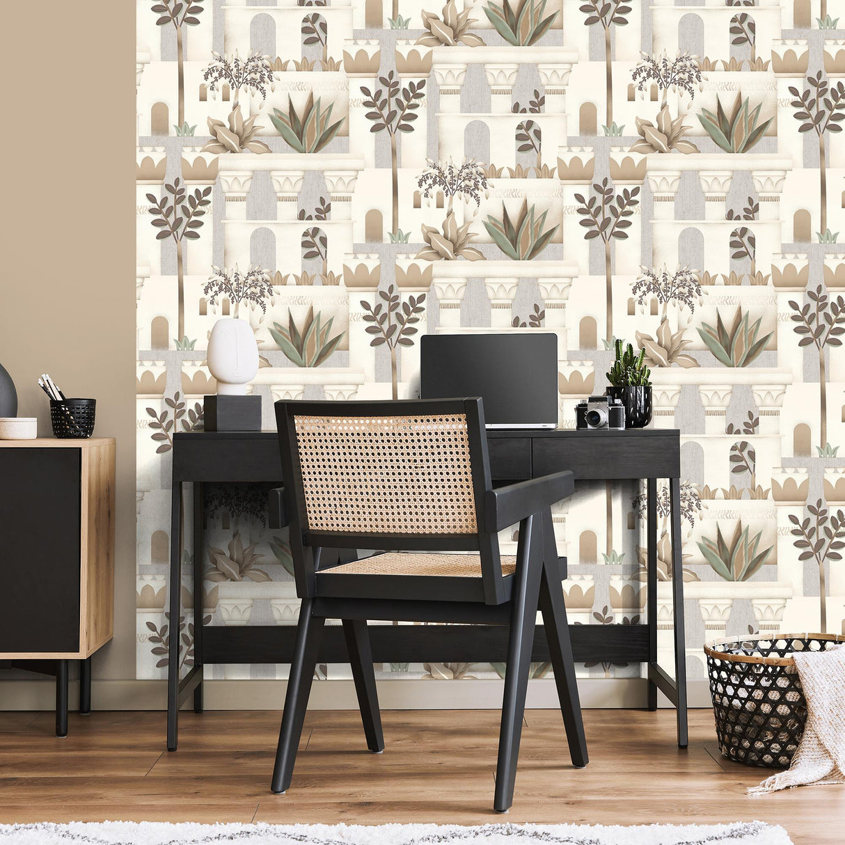 DecoratorsBest Mediterranean Villa Garden Beige Wallpaper