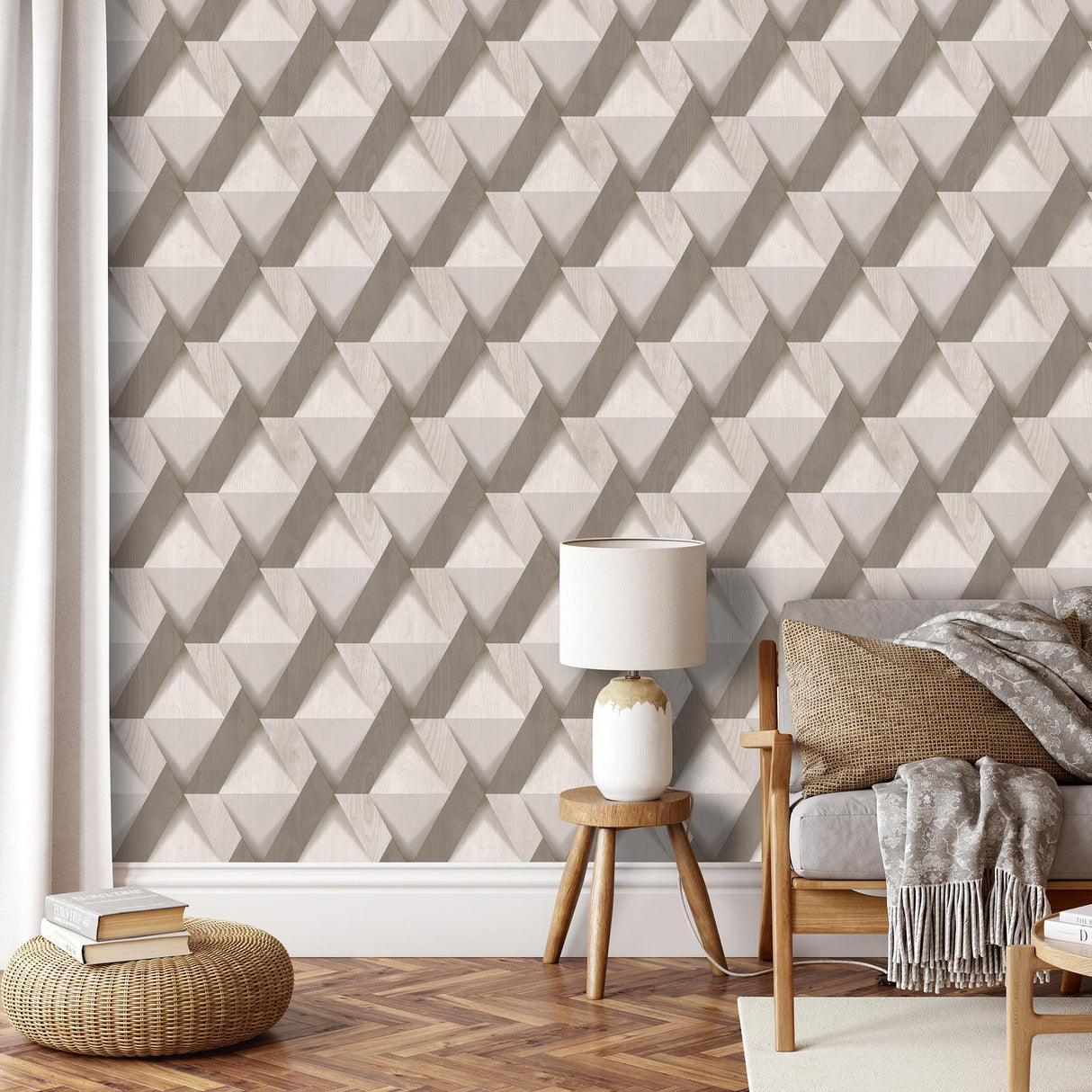 DecoratorsBest Modern Losange Wood Taupe Wallpaper
