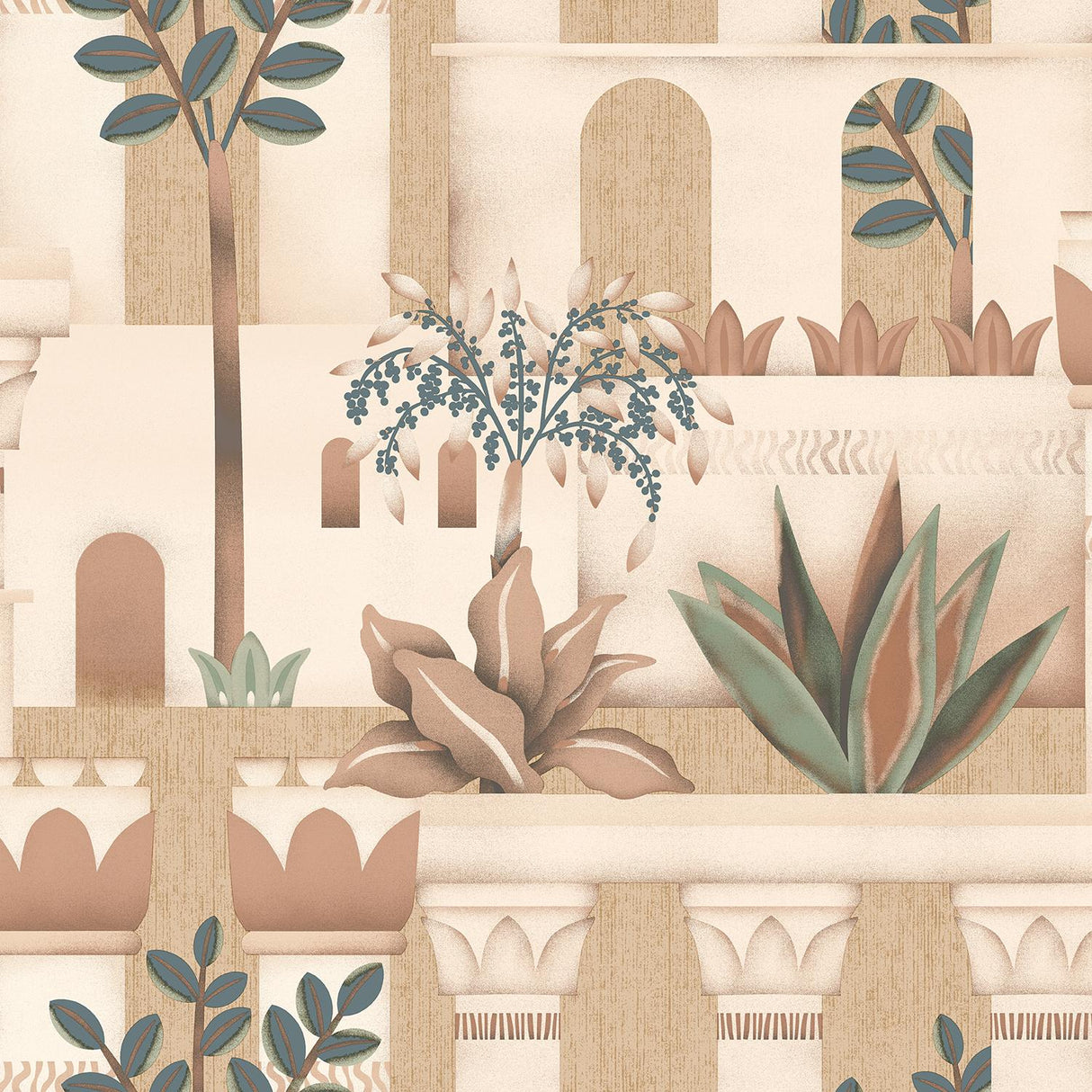 DecoratorsBest Mediterranean Villa Garden Orange Wallpaper