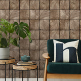 DecoratorsBest Rustic Palm Shadow Tile Taupe Wallpaper