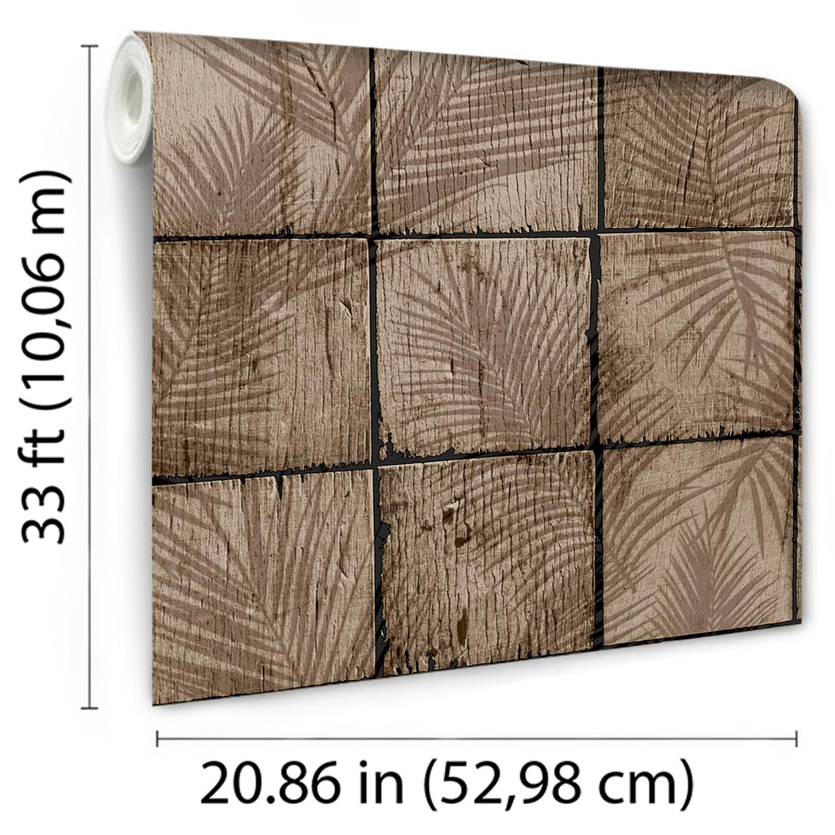 DecoratorsBest Rustic Palm Shadow Tile Taupe Wallpaper