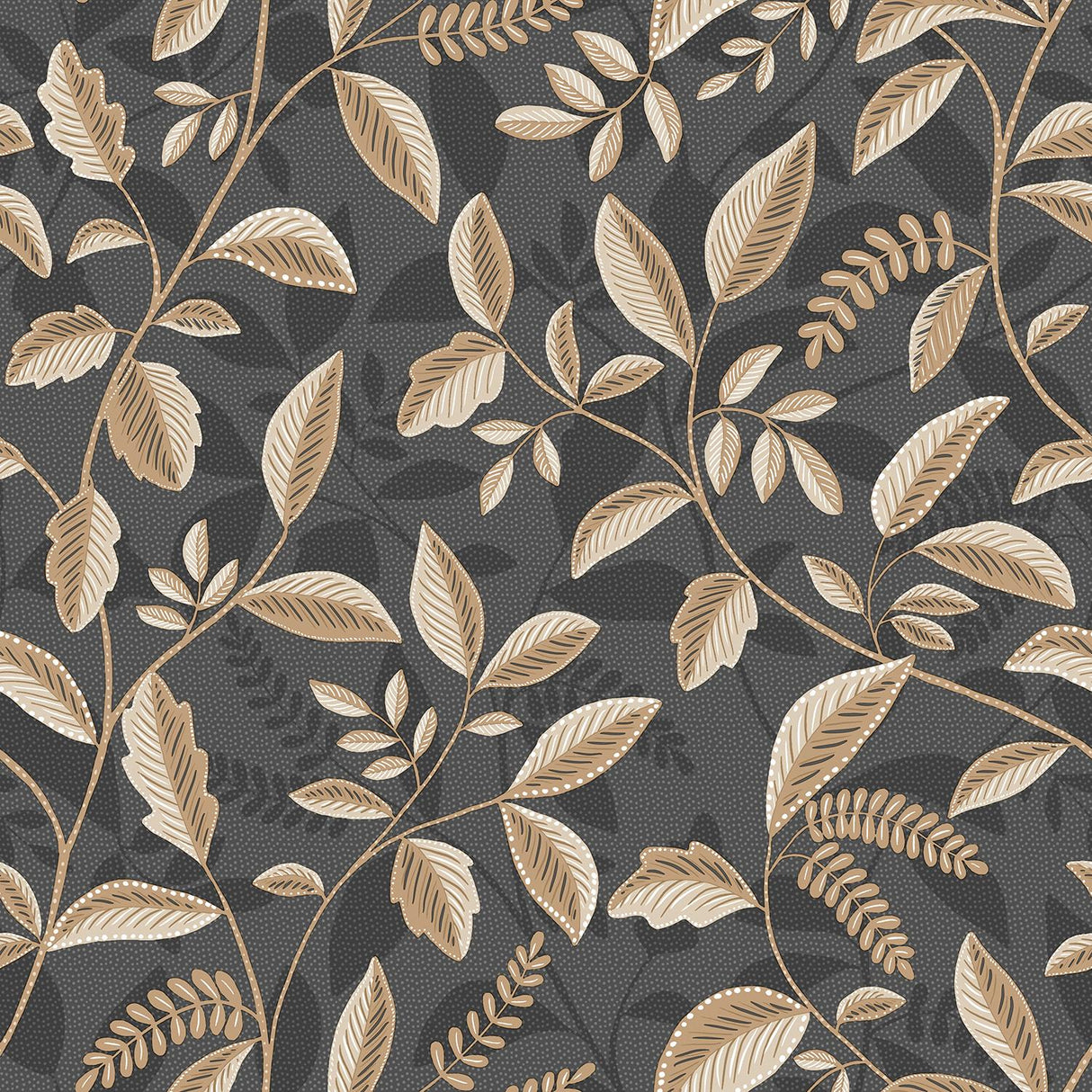 DecoratorsBest Tranquil Leafy Vine Black & Beige Wallpaper