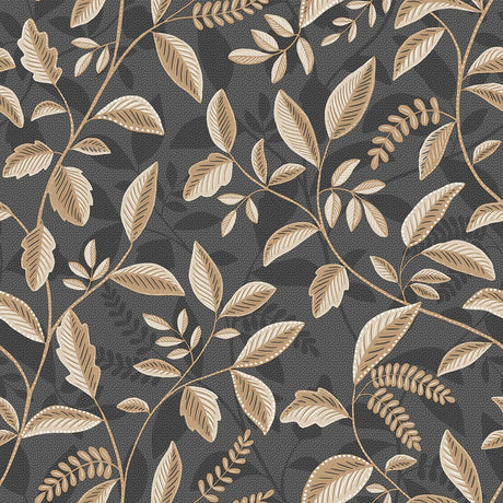DecoratorsBest Tranquil Leafy Vine Black & Beige Wallpaper