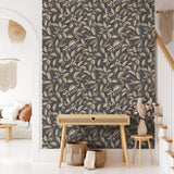 DecoratorsBest Tranquil Leafy Vine Black & Beige Wallpaper