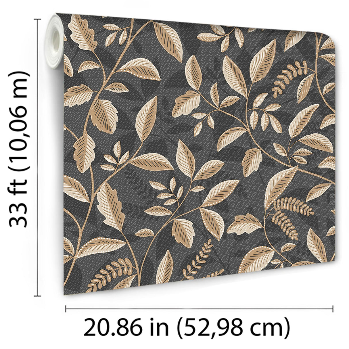 DecoratorsBest Tranquil Leafy Vine Black & Beige Wallpaper