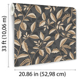DecoratorsBest Tranquil Leafy Vine Black & Beige Wallpaper
