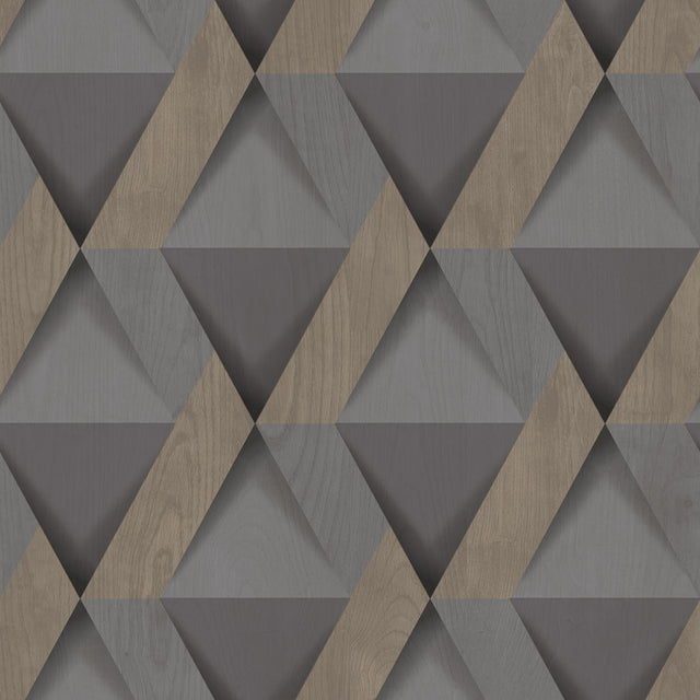 DecoratorsBest Modern Losange Wood Dark Grey Wallpaper