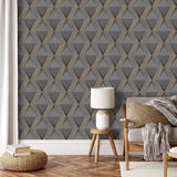 DecoratorsBest Modern Losange Wood Dark Grey Wallpaper