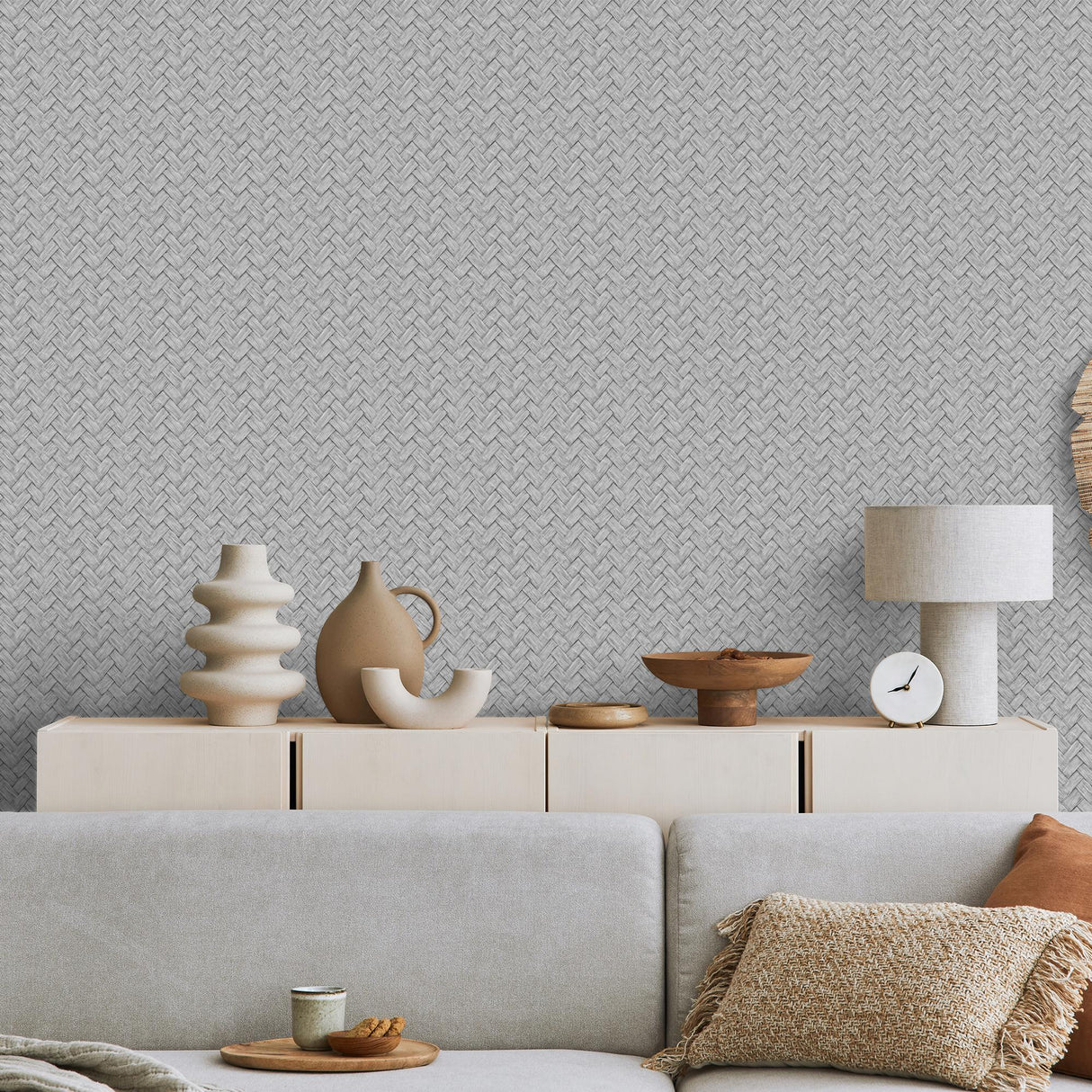 DecoratorsBest Faux Natural Weave Grey Wallpaper