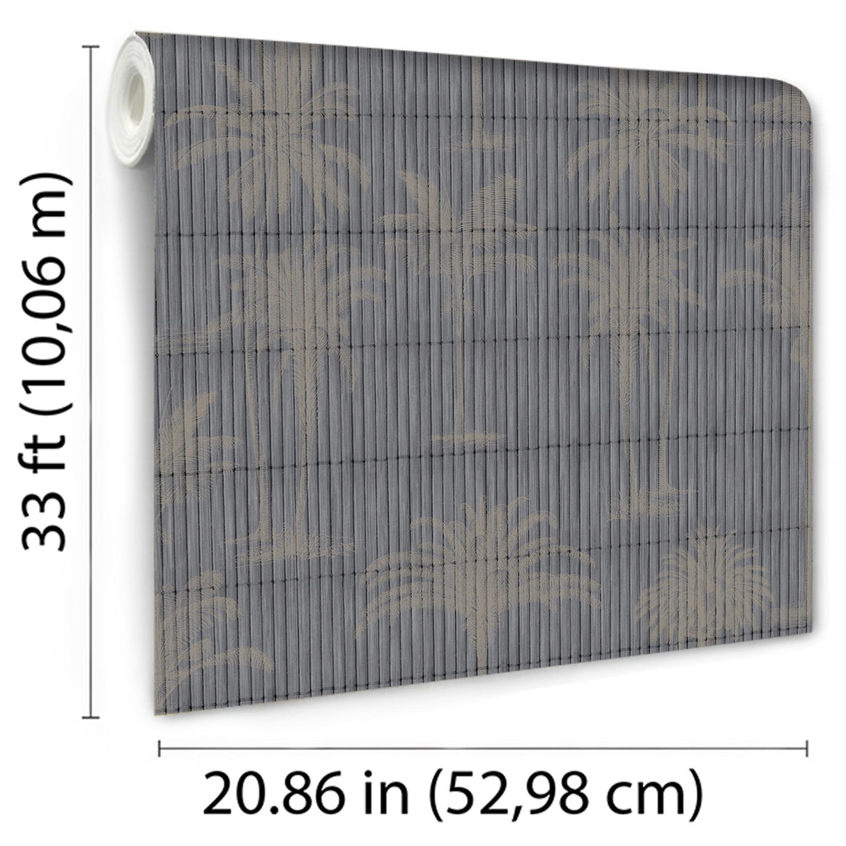DecoratorsBest Vintage Palm Grove Dark Grey Wallpaper