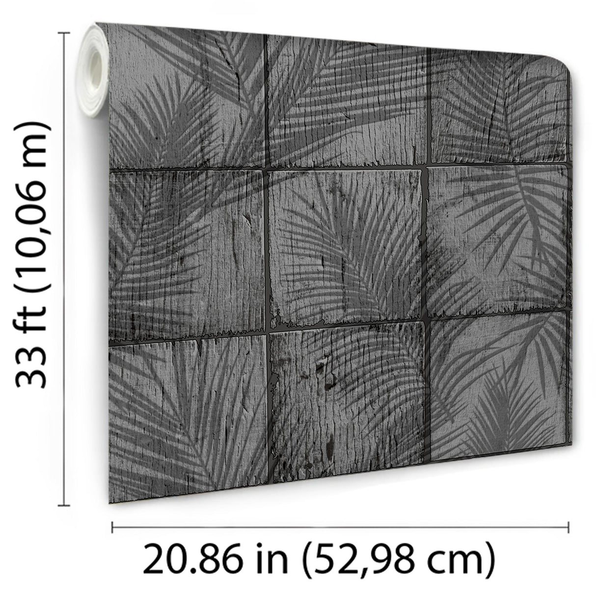 DecoratorsBest Rustic Palm Shadow Tile Grey Wallpaper
