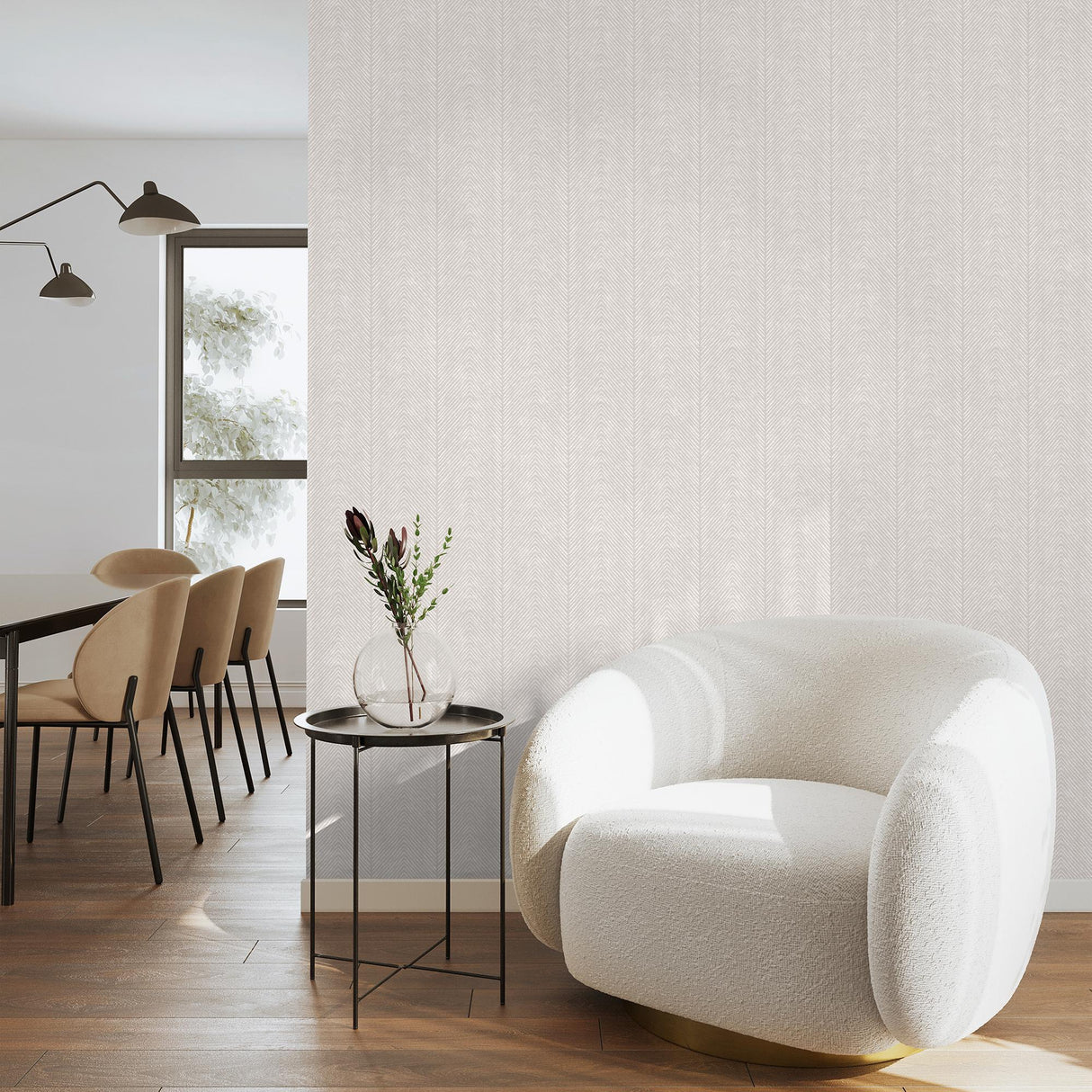 DecoratorsBest Nomad Herringbone Stripe Greyish Beige Wallpaper