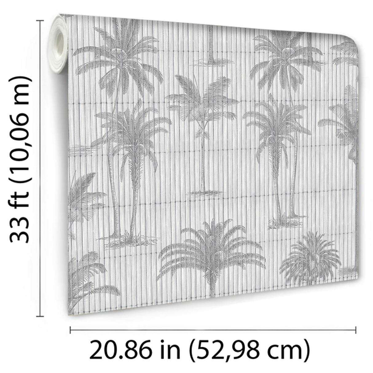 DecoratorsBest Vintage Palm Grove Light Grey Wallpaper