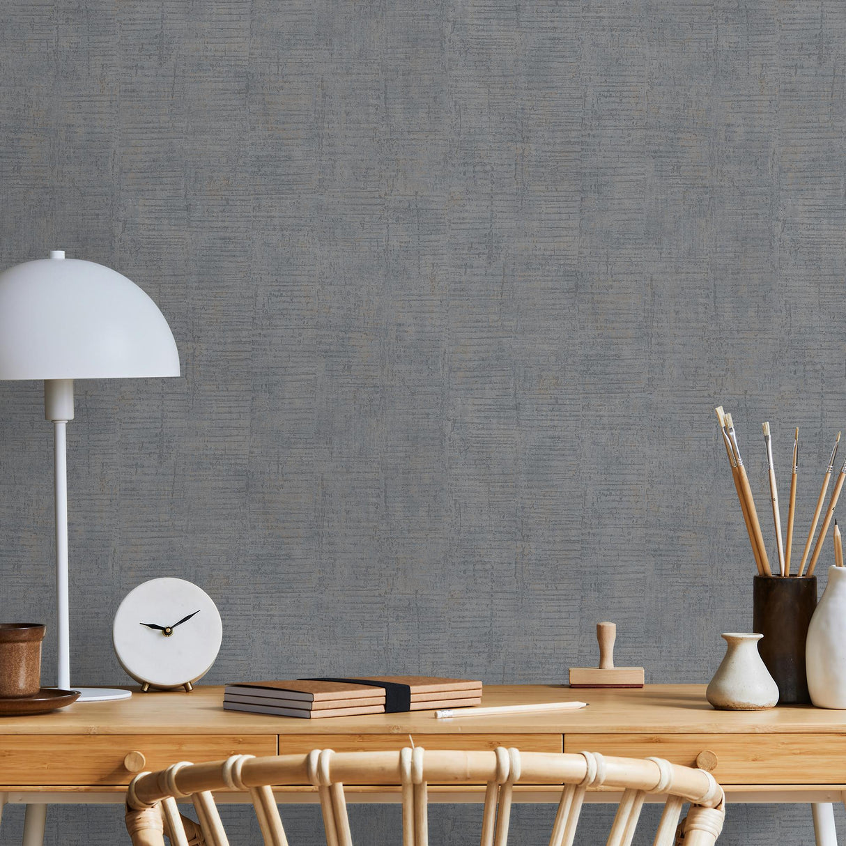 DecoratorsBest Makoba Horizontal Texture Dark Grey Wallpaper